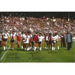 Manchester United, Signed 12" X 8" Football Photo Depicting Players On A Lap Of Honour At Wembley