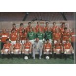 Manchester United, Signed 12" X 8" Football Photo Depicting Players Posing For A Squad Photo At