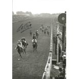 Lester Piggott, Signed 12" X 8" Photo Depicting 19 Year Old Lester Piggott Winning The 1954 Epsom