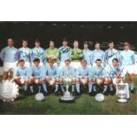 Manchester City Signed 12" X 8" Football Photo Depicting Players Posing With Silverware Which They