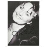 Lulu Singer Signed 6x8 Photo. Good Condition. All signed pieces come with a Certificate of