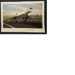 Concorde Limited edition signed print End of an Era. Depicting Concorde landing at Heathrow on