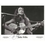 Julie Felix Singer Signed 8x10 Promo Photo. Good Condition. All signed pieces come with a