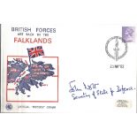 Sir John Nott signed 1982 British Forces back in the Falklands cover. British Conservative Party