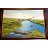 Keith Aspinall ORIGINAL oil painting. 617 sqn World War Two 24x34 framed original oil painting of