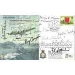 Rare multisigned 617 Sqn WW2 Dambusters Avro Lancaster B30 cover. Twenty two autographs of raid