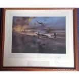 Dambuster World War II 27x23 framed print titled The Dambusters by the artist Robert Taylor signed