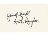 Kirk Douglas signed album page. Good Condition. All signed pieces come with a Certificate of