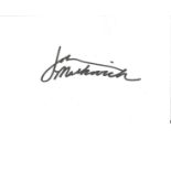 John Malkovich signed album page. Good Condition. All signed pieces come with a Certificate of