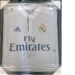 Cristiano Ronaldo signed Real Madrid football shirt. Framed to approx size 21x17. Good Condition.