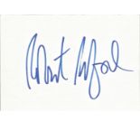 Robert Redford signed white card. American actor, director, producer, and businessman. He is the