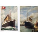 Titanic: A Pair Of 6x4 Inch Postcards Of Titanic By Mayfair. Good Condition. All signed pieces