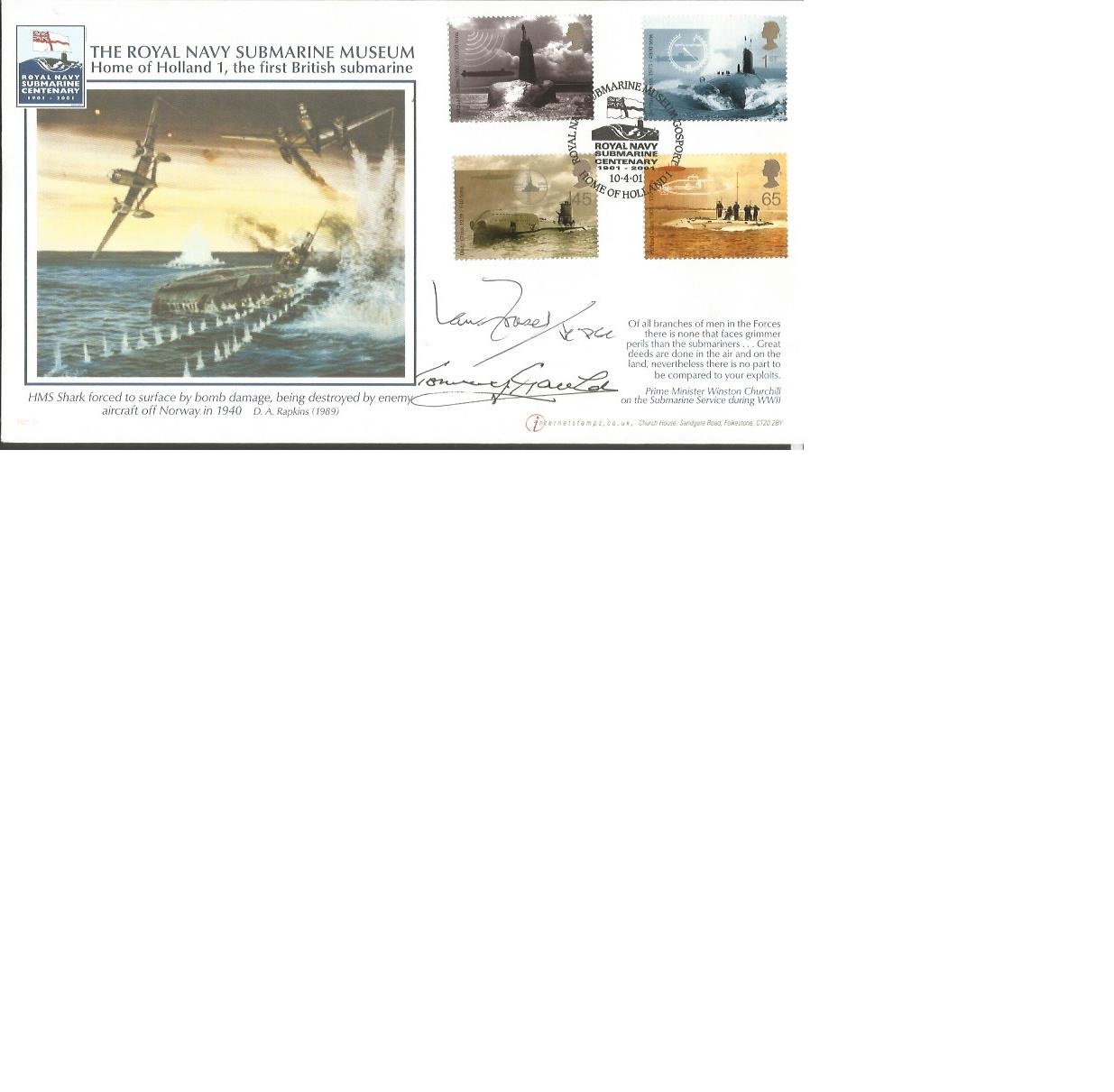 Thomas Gould VC and Ian Fraser VC signed Internetstamps official 2001 Royal Submarine Museum FDC.