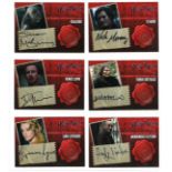 Harry Potter and the Deathly Hallows collection of 14 autographed Artbox trading cards. Each card