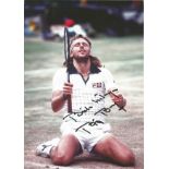 Autographed Bjorn Borg Col Photo, Measuring 12" X 8" This Superb Photo Depicts The Swede Dropping To