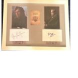 Tommy Lee Jones and Daniel Day Lewis signed white cards. Mounted and framed alongside colour