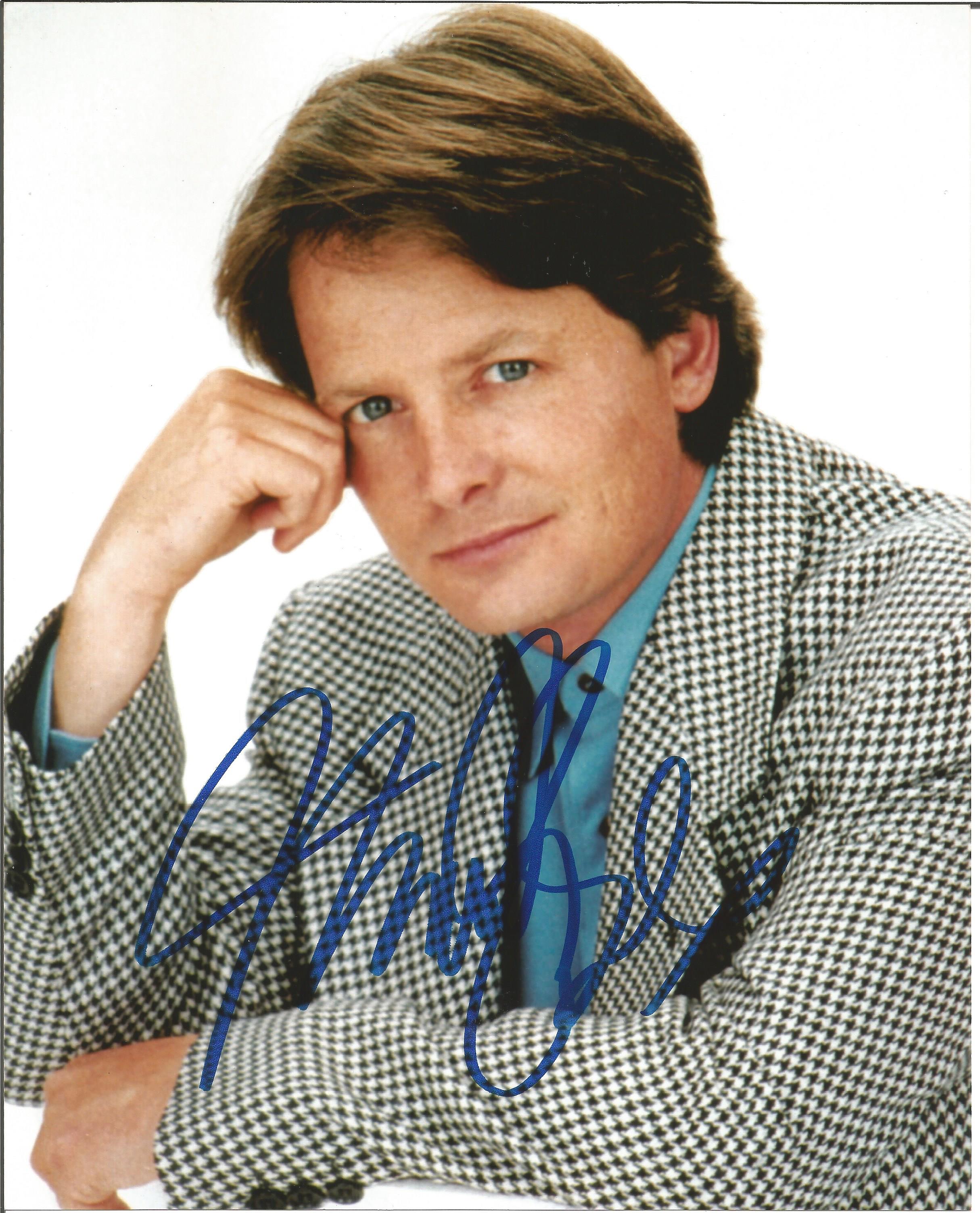 Michael J Fox signed 10 x 8 colour Photoshoot Portrait Photo, from in person collection. Good