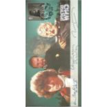 Tom Baker, Anthony Ainley and Terry Molloy signed FDC. Postmarked Cosmo Place, London. Good