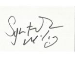 Sylvester McCoy signed white card. Good Condition. All signed pieces come with a Certificate of