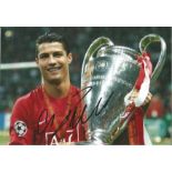 Cristiano Ronaldo Signed 2008 Manchester United European Cup 8x12 Photo. Good Condition. All