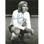 Autographed Tony Currie B/W Photo, Measuring 8" X 6" This Superb Photo Depicts Currie Striking A