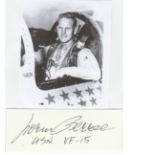 WW2 ace Signature Of Lieutenant Norman R. Beree USN Ace With 9 Confirmed Victories. Good