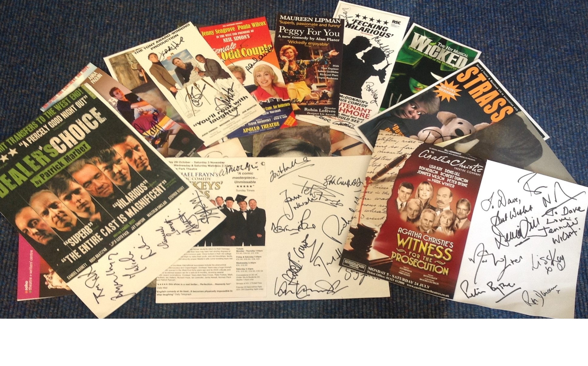 Assorted TV/film signed collection. 20+ items. Variety of flyers and newspaper photos all signed.