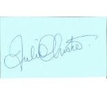 Julie Christie signature piece, suitable for mounting with photo. Good Condition. All signed