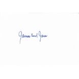 James Earl Jones signed 6x4 white card. Good Condition. All signed pieces come with a Certificate of