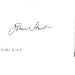 John Hurt signed white card. Good Condition. All signed pieces come with a Certificate of