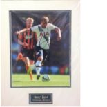 Harry Kane signed 16 x 12 inch colour photo in action for Tottenham Football Club, Mounted with