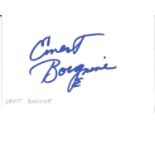 Ernest Borgnine signed album page. Good Condition. All signed pieces come with a Certificate of