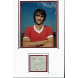 George Best signed autograph presentation. High quality professionally mounted 18 x 11 inch