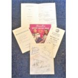 Sport signed collection. Includes signed menus and flyers, includes Ronnie Ravey, Tom Graveney,
