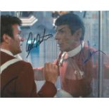 William Shatner and Leonard Nimoy signed 10x8 Star Trek colour photo. Good Condition. All signed