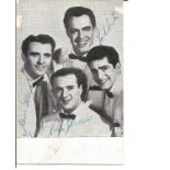 The Four Aces signed small b/w photo. American male traditional pop music quartet, popular since the