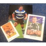 Rugby collection. Includes Warren Fury signed 8x6 colour photo, David Wilson signed 12x8 colour