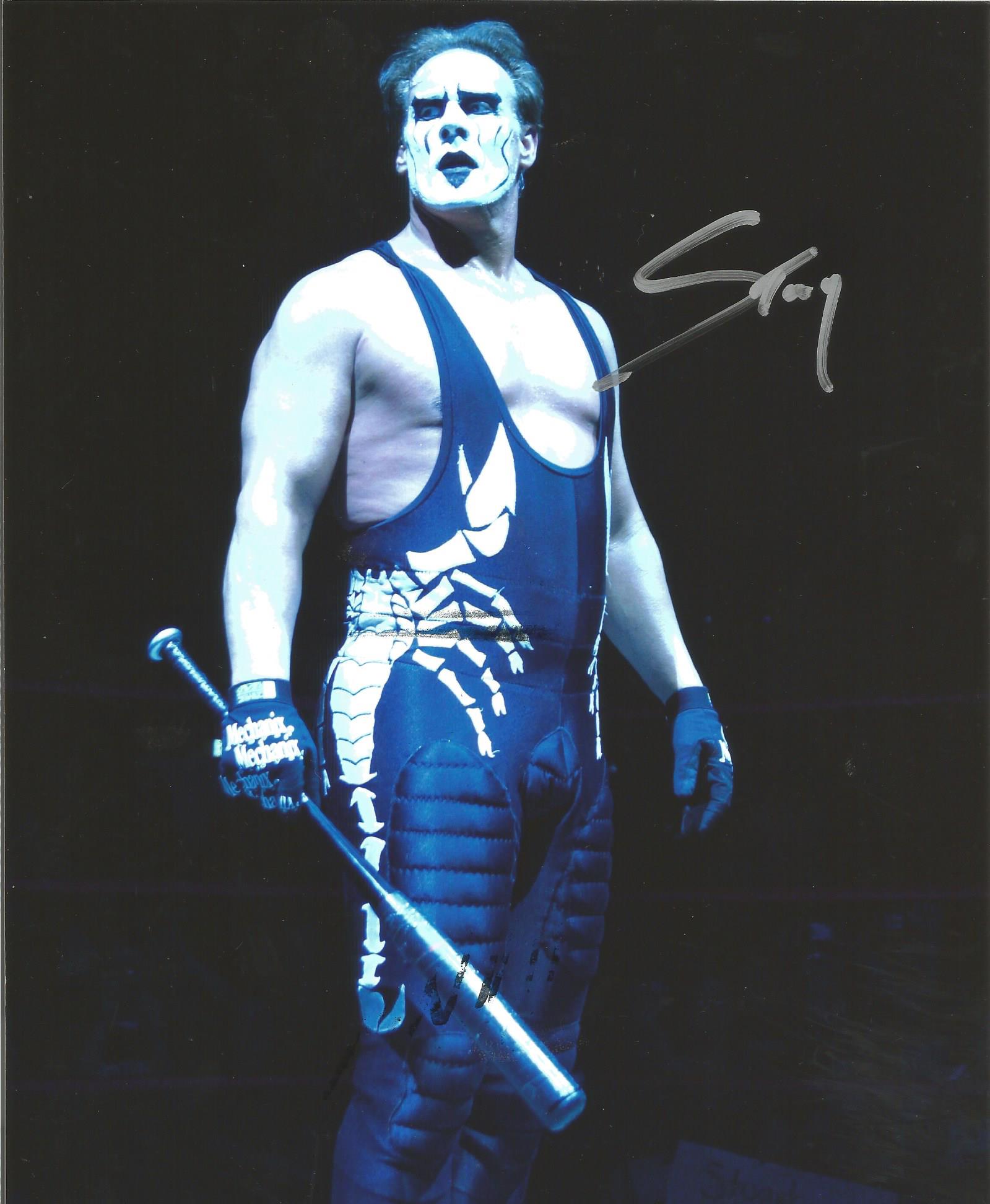 Sting signed 10 x 8 colour Wrestling Portrait Photo, from in person collection autographed at New