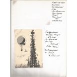 A Piccard signed 1961 Switzerland Balloon flight postcard on Balloon Alpinit. Good Condition. All