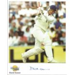 David Gower signed 10x8 colour Autographed Editions photo. Biography on reverse. Good Condition. All