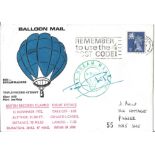1972 British Record Dream Machine Balloon flown cover signed by pilot Joe Philip. 11300ft, 98