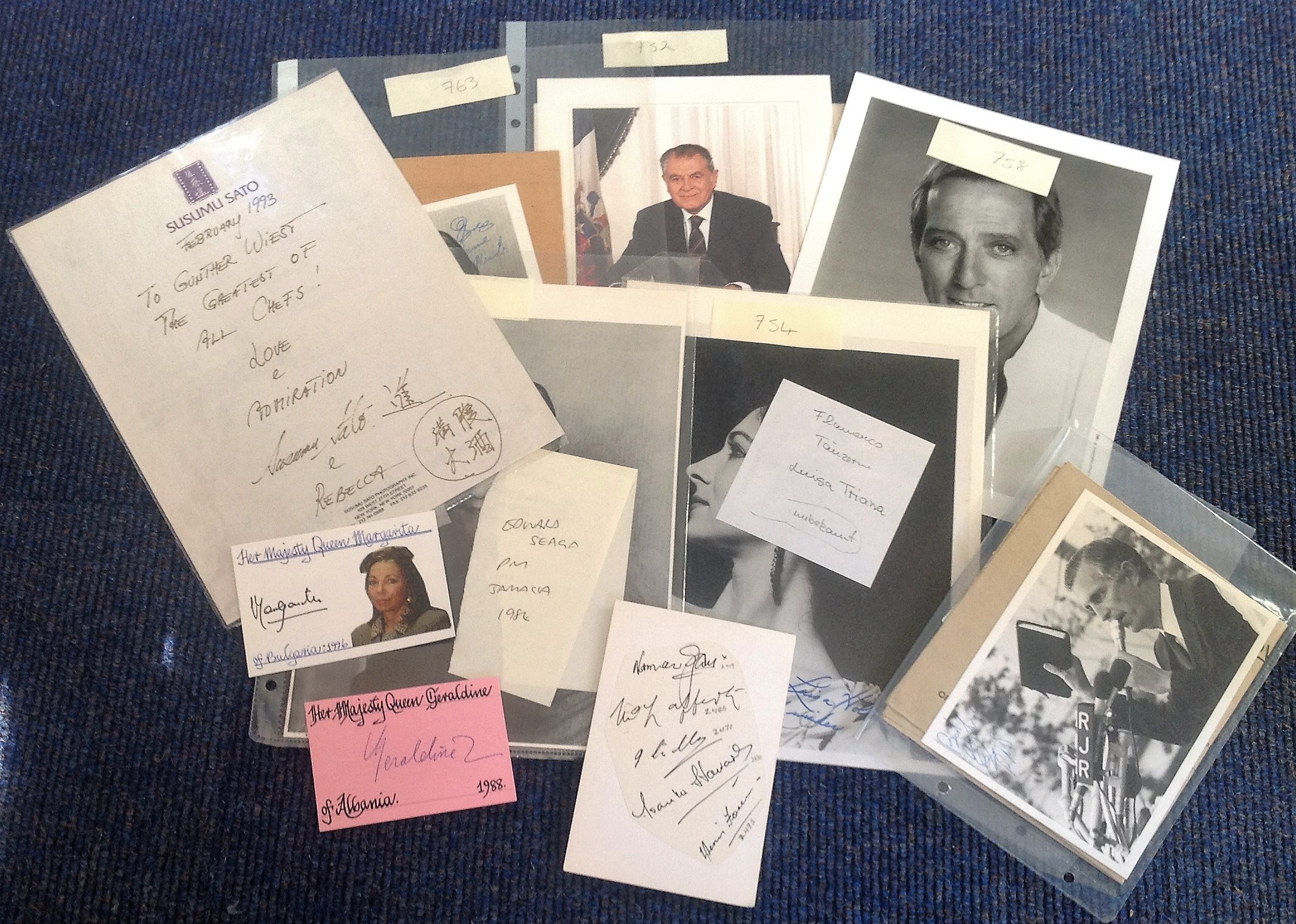 Assorted signed collection. 7 items. Includes Edward Seaga signed 7x5 b/w photo, Edward Seaga signed