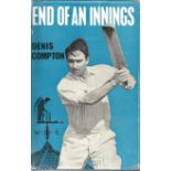 Cricket Denis Compton End of an Innings hardback book signed on an attached card on the inside title