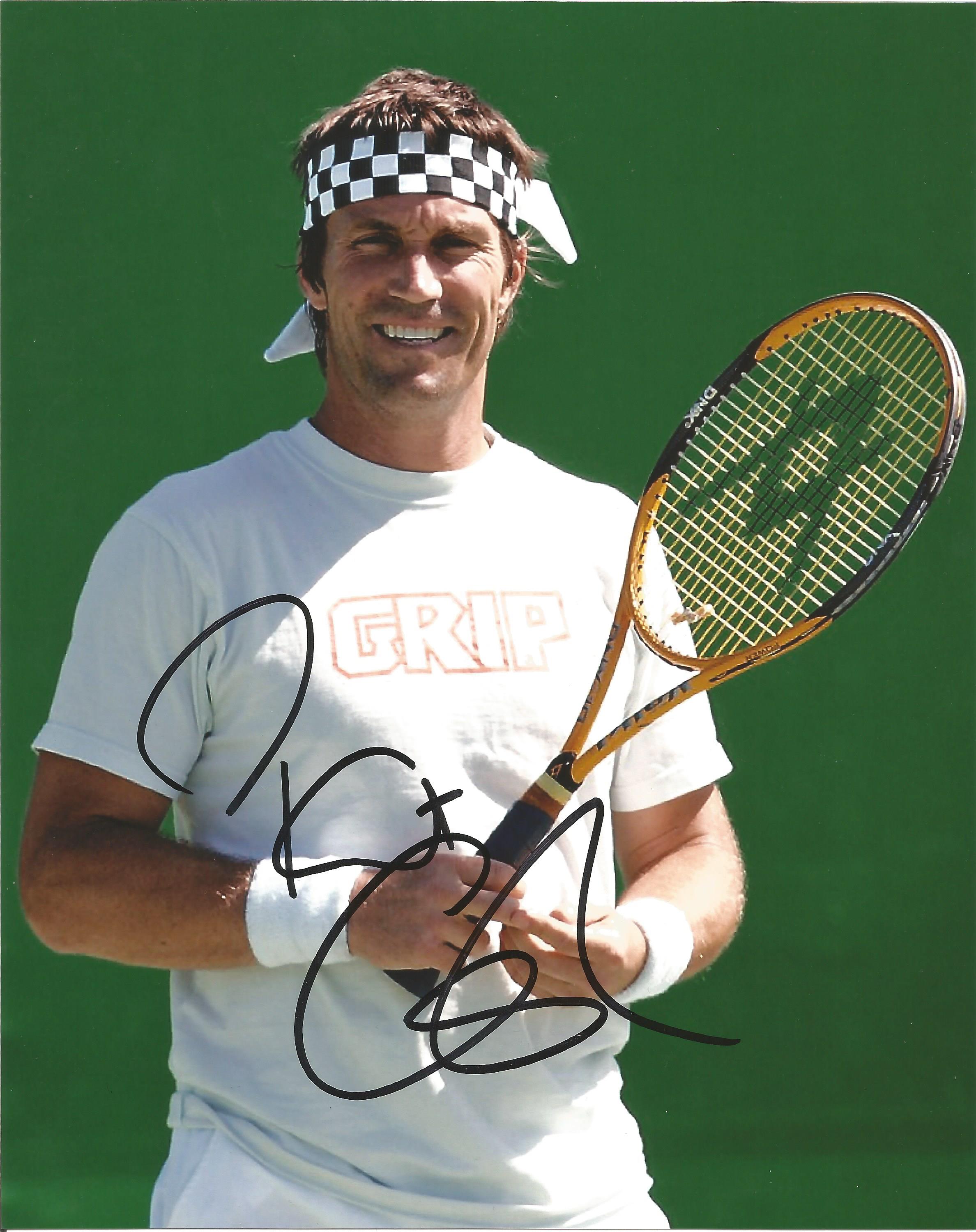 Pat Cash signed 10 x 8 colour Tennis Portrait Photo, from in person collection autographed at An