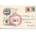 1958 South African 1st Balloon flight over Johannesburg Sunday Times commemorative postcard. Good