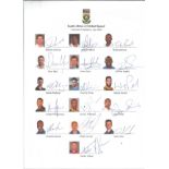 South Africa A team sheet v Australia A at Brisbane July 2016. 16 signatures includes Cook, Elgar,