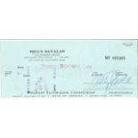 Film and TV Telly Savalas Bank of America signed cheque dated 18th Feb 1977 signature on reverse