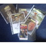 TV signed collection. 6 items. Assortment of newspaper photos and flyers. Some of signatures