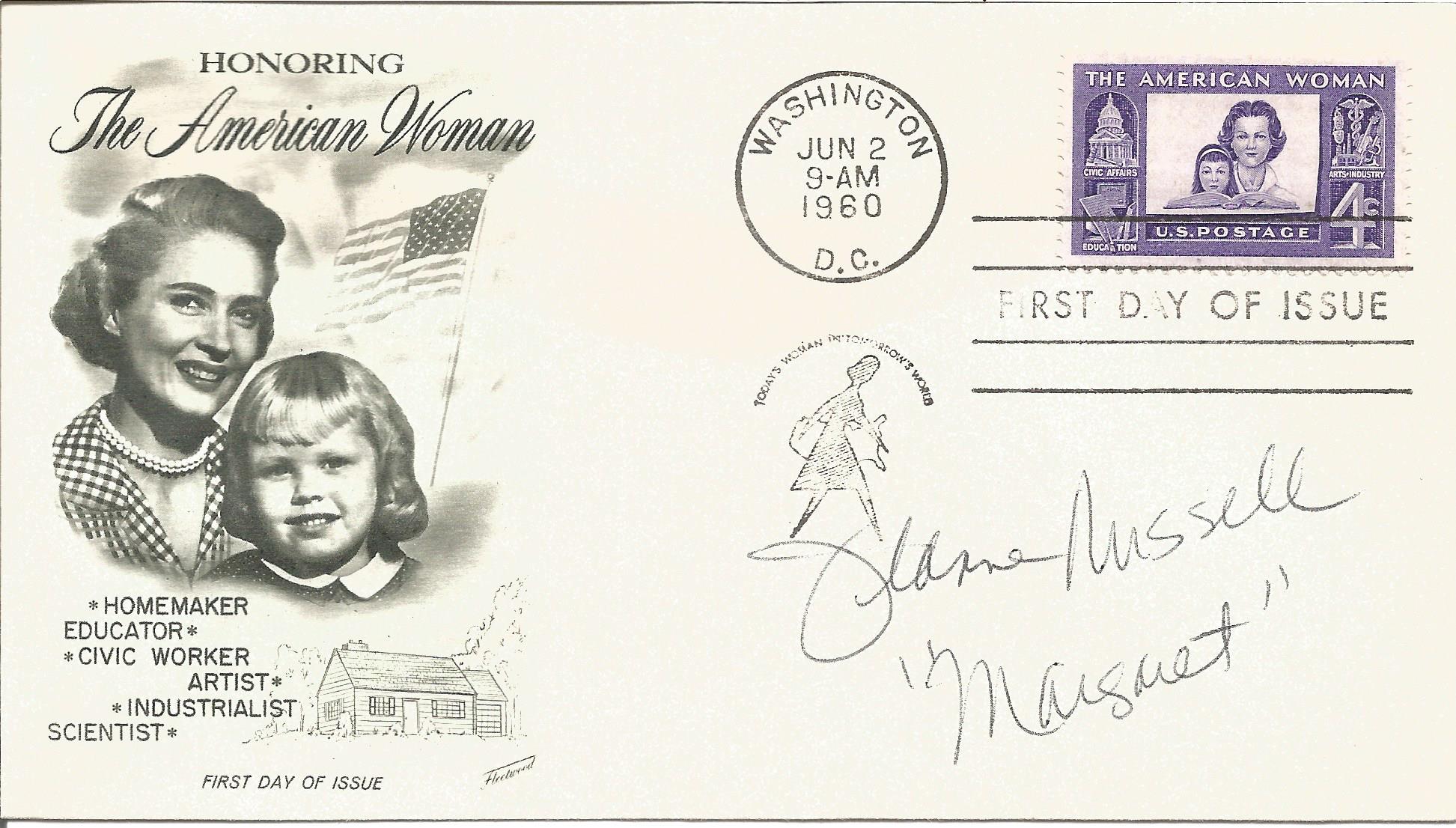 Jeanie Russell signed USA FDC. Good Condition. All signed pieces come with a Certificate of