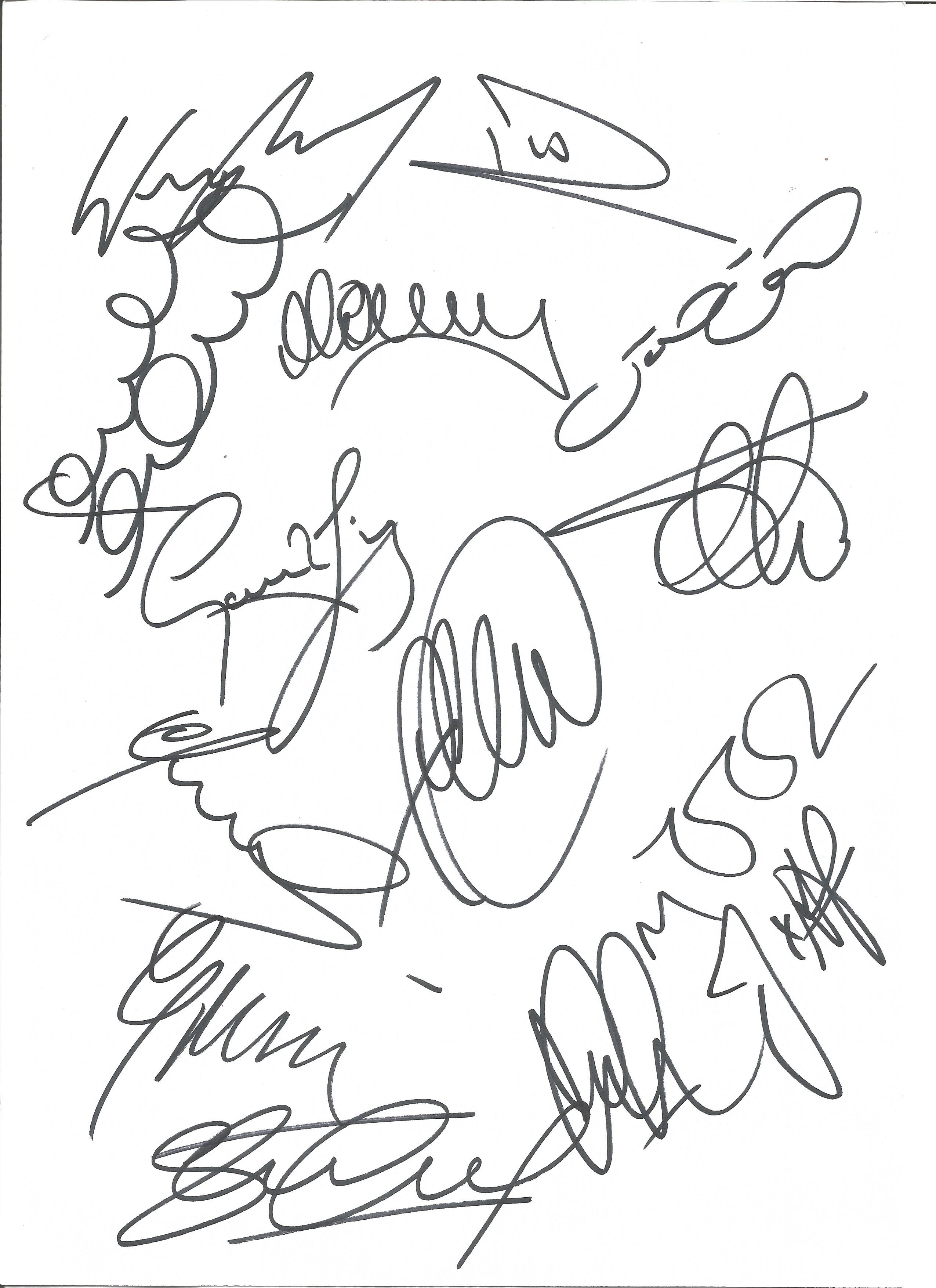 Multi signed A4 white card by England football. Signed by Hargreaves, Gerrard, Lennon, Hart,